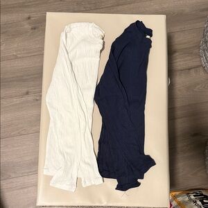 Madewell Navy and Cream Long Sleeve Tees